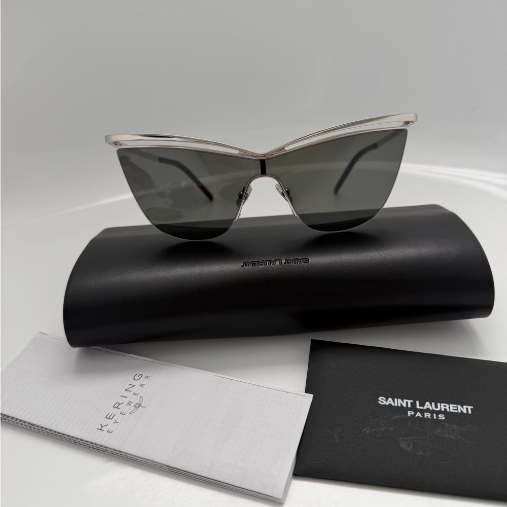 Saint Laurent Metallic Silver Cat-Eye Sunglasses